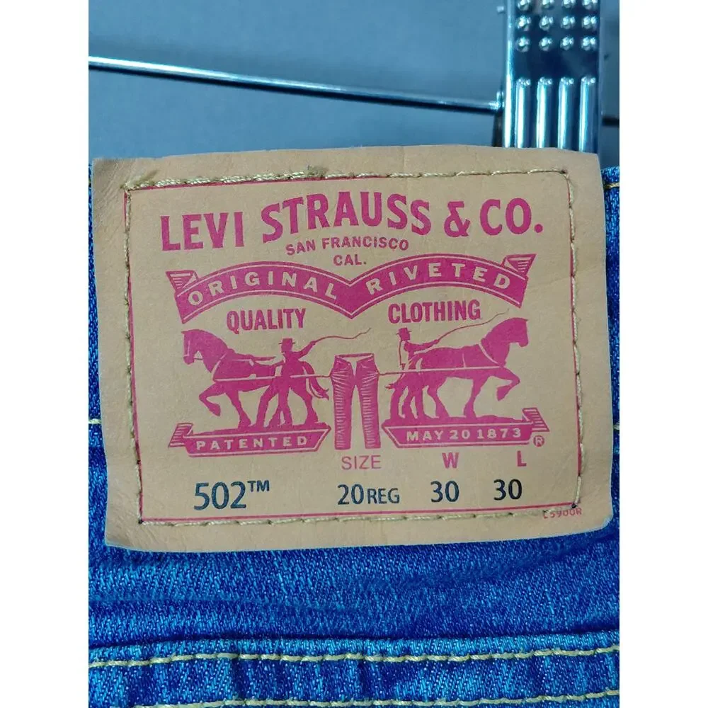 LEVI STRAUSS Blue Straight Stretch Jeans Men 502 Size 30